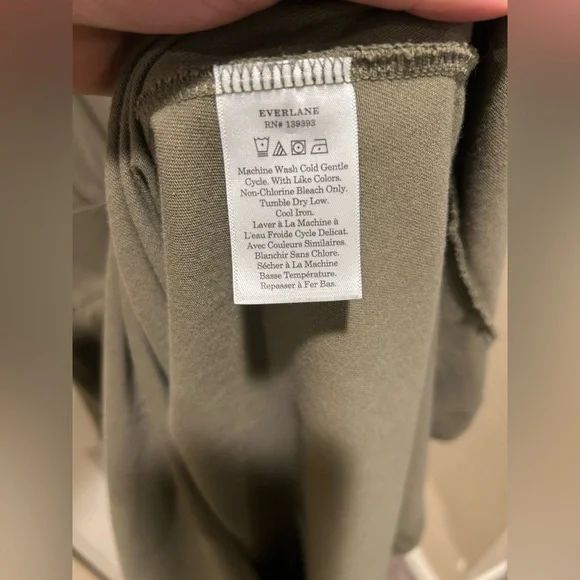 Everlane The Organic Cotton Waisted Dress Olive color Midi , size Small - Picture 10 of 11